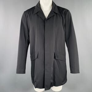 THEORY Size M Marvey Conquest Black Nylon Cotton Single Breasted Coat